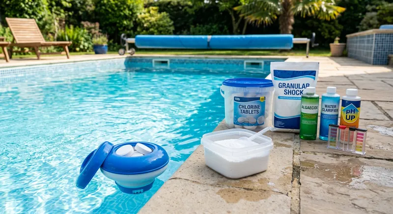 Galets de chlore dans un diffuseur flottant de piscine