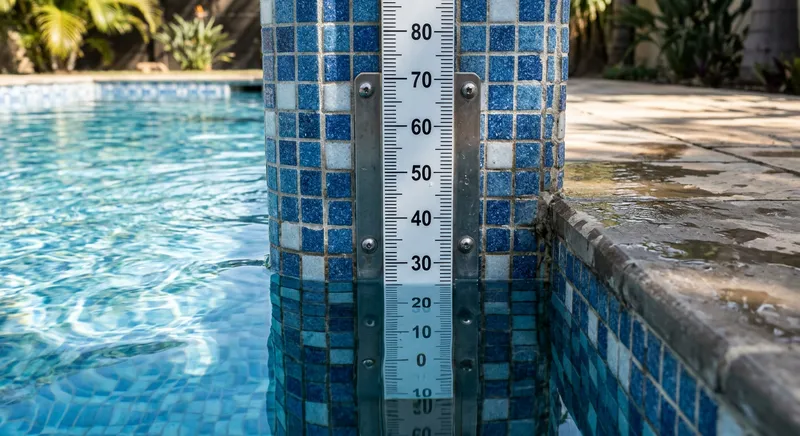 Mesure du niveau d'eau sur la paroi d'une piscine