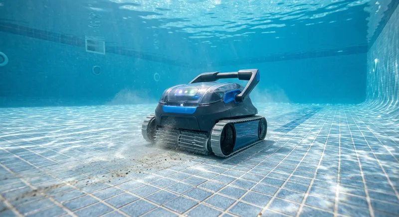 Robot nettoyeur automatique au fond d'une piscine