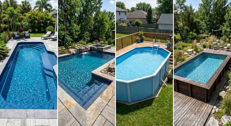 Comparatif des différents types de piscines côte à côte