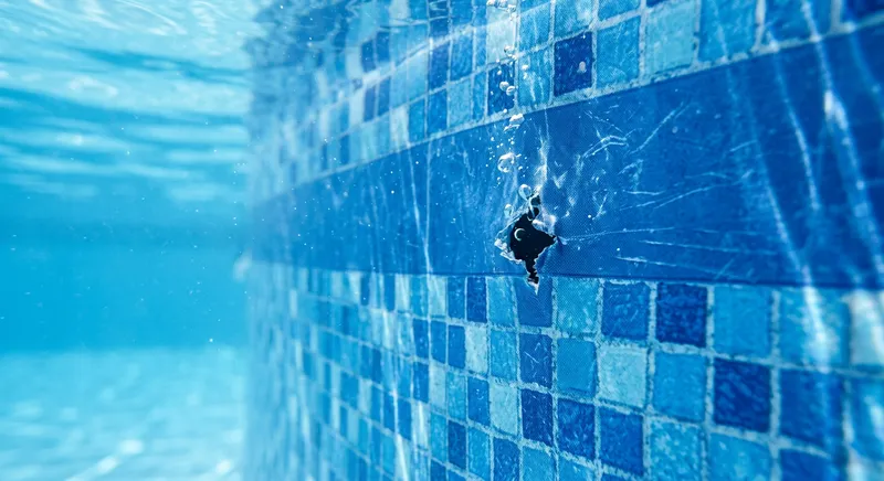 Détection de fuite sur liner de piscine par inspection sous-marine