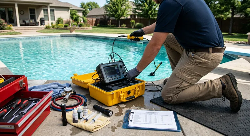 Équipement professionnel de recherche de fuite piscine et diagnostic